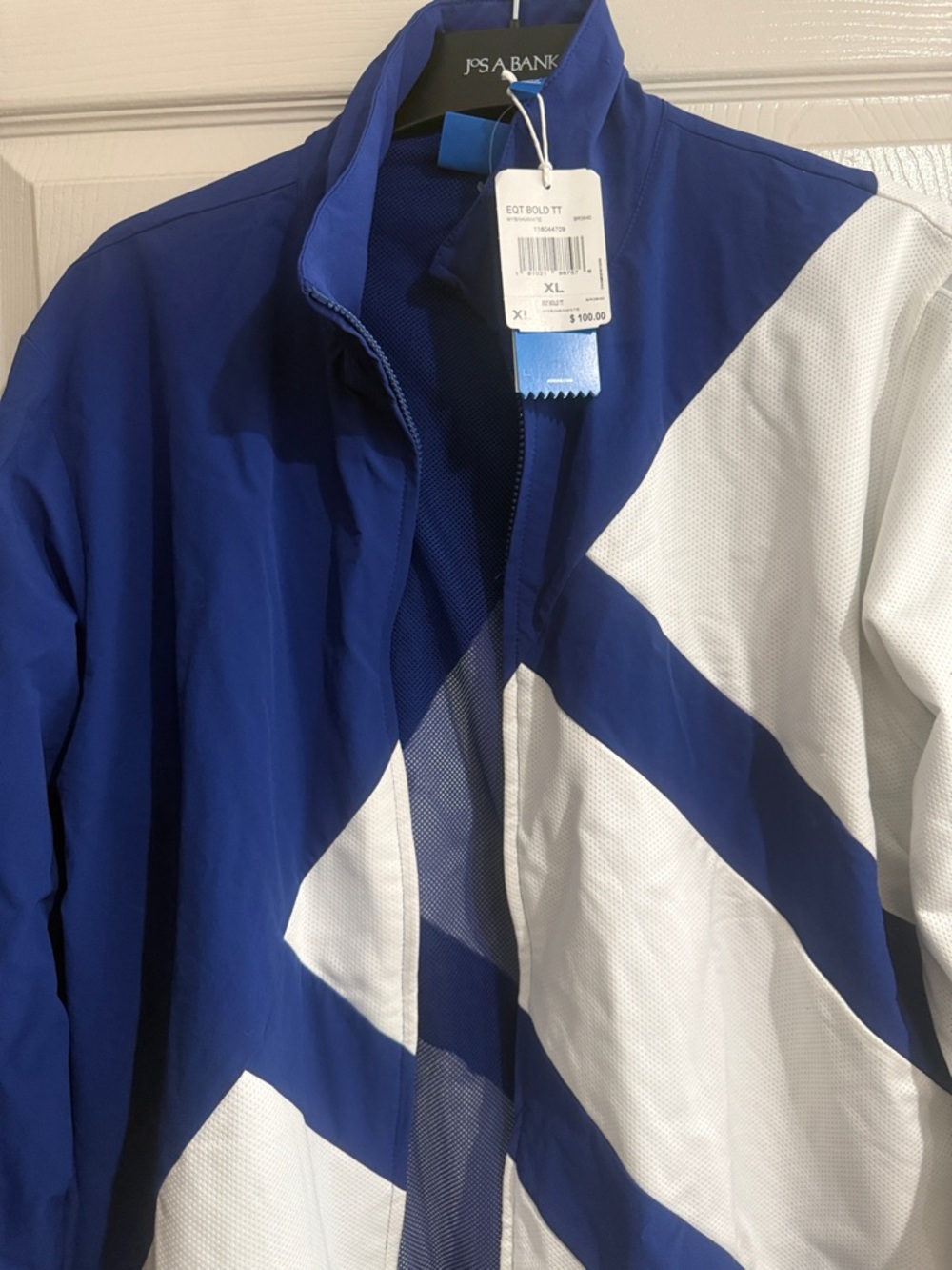 adidas Men’s Blue and White Colorblock Windbreaker